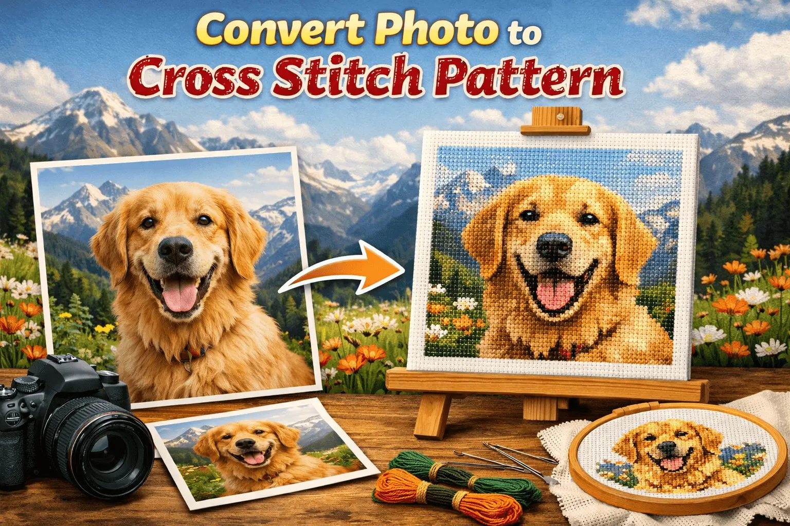 Convert a photo into a cross stitch pattern with DMC color matching